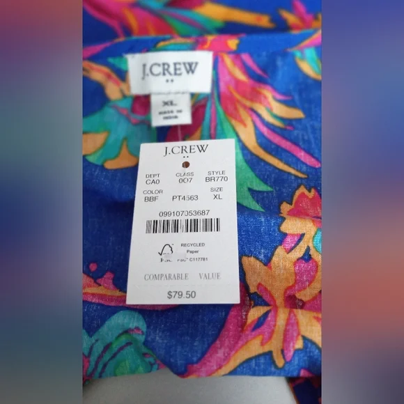 🆕 J Crew [Factory] Tropical Neon Print | XL NWT - Picture 8 of 8